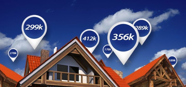 Real estate market price tags above properties to set the right price with the right agent.