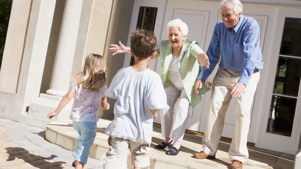 Grandparents welcoming grandchildren