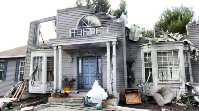 House damaged by a storm.