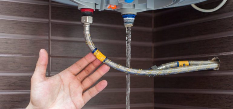 Drain and repair of home hot water heating tank during the month of July.