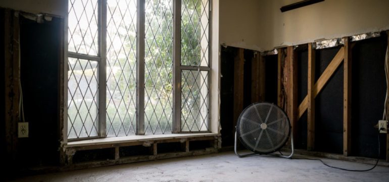 Inside a Houston home after Hurricane Harvey. Showing effect of home floods and clean-up.