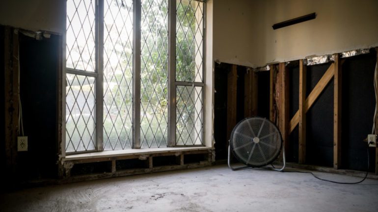 Inside a Houston home after Hurricane Harvey. Showing effect of home floods and clean-up.