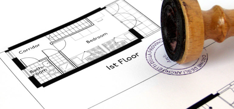 Home plans showing areas of unpermitted space that will need inspection.