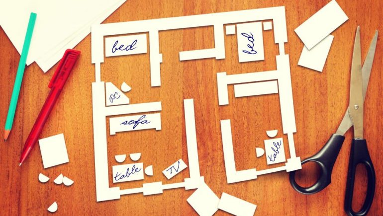 Plan of furniture arrangement for small spaces.