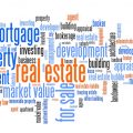 Real estate terminology word cloud illustration. A real estate terms collage concept..