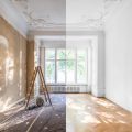 An apartment renovation - empty room before and after repairs and renovations.