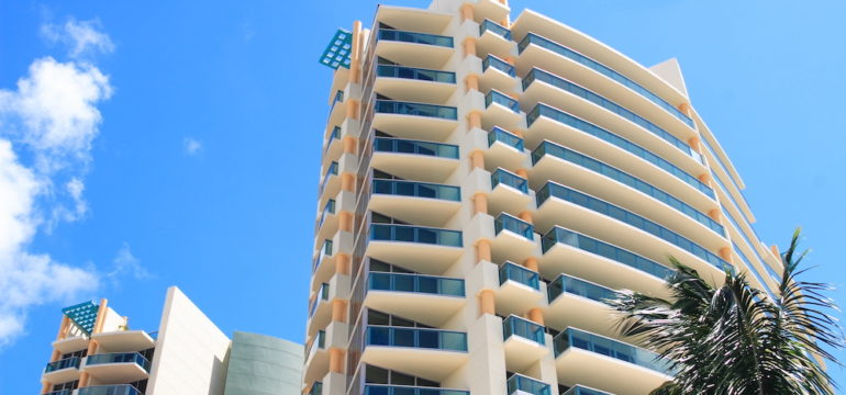 Condo apartment building overlooking the ocean.