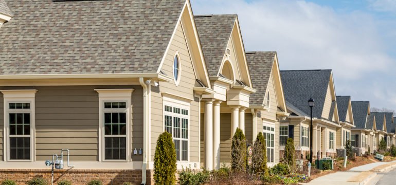 Row houses showing the concept of a landominium.