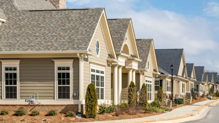 Row houses showing the concept of a landominium.