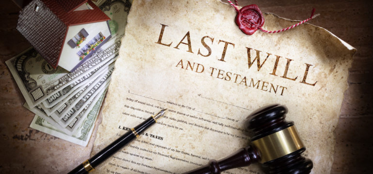 Last will and testament document to show the concept of a person's desire to disclaim an inheritance of property.