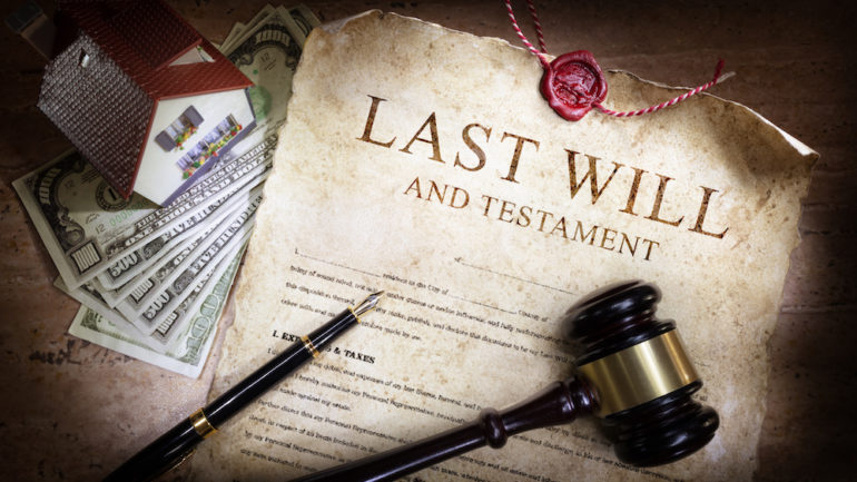 Last will and testament document to show the concept of a person's desire to disclaim an inheritance of property.