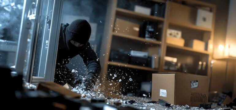 Burglars alert: a masked robber orchestrating apartment robbery.