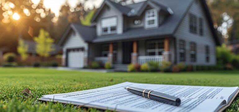 Photo of home with rental contract written by property management to be signed by the tenant.