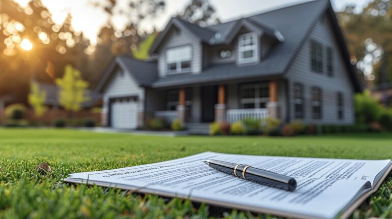 Photo of home with rental contract written by property management to be signed by the tenant.