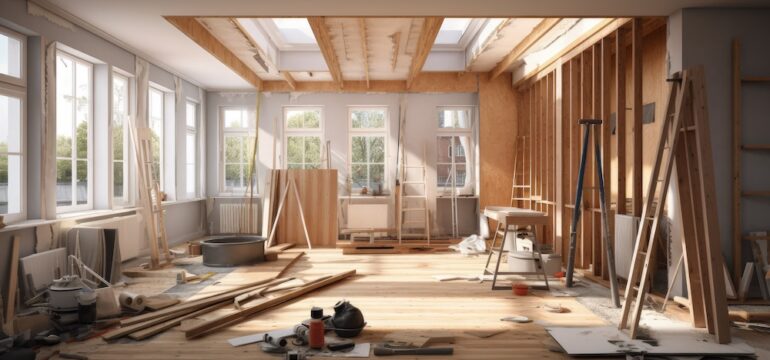 Incomplete home interior remodeling that required home renovation financing for completion.